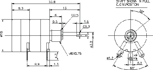 TOCOS电位器-RV16YG尺寸图